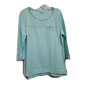Women's Croft & Barrow Size XL Aqua  Blue 3/4 Sleeve Pullover Cotton blend